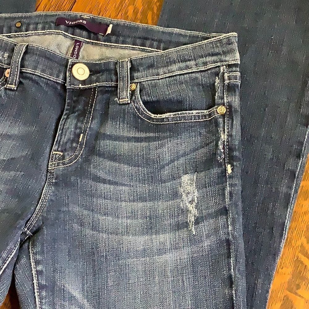 Vigoss Medium Wash Distressed Bootcut Jeans - Picture 10 of 16